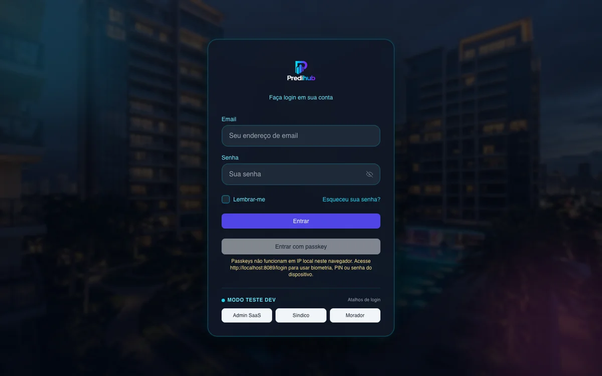 Interface do sistema PrediHub